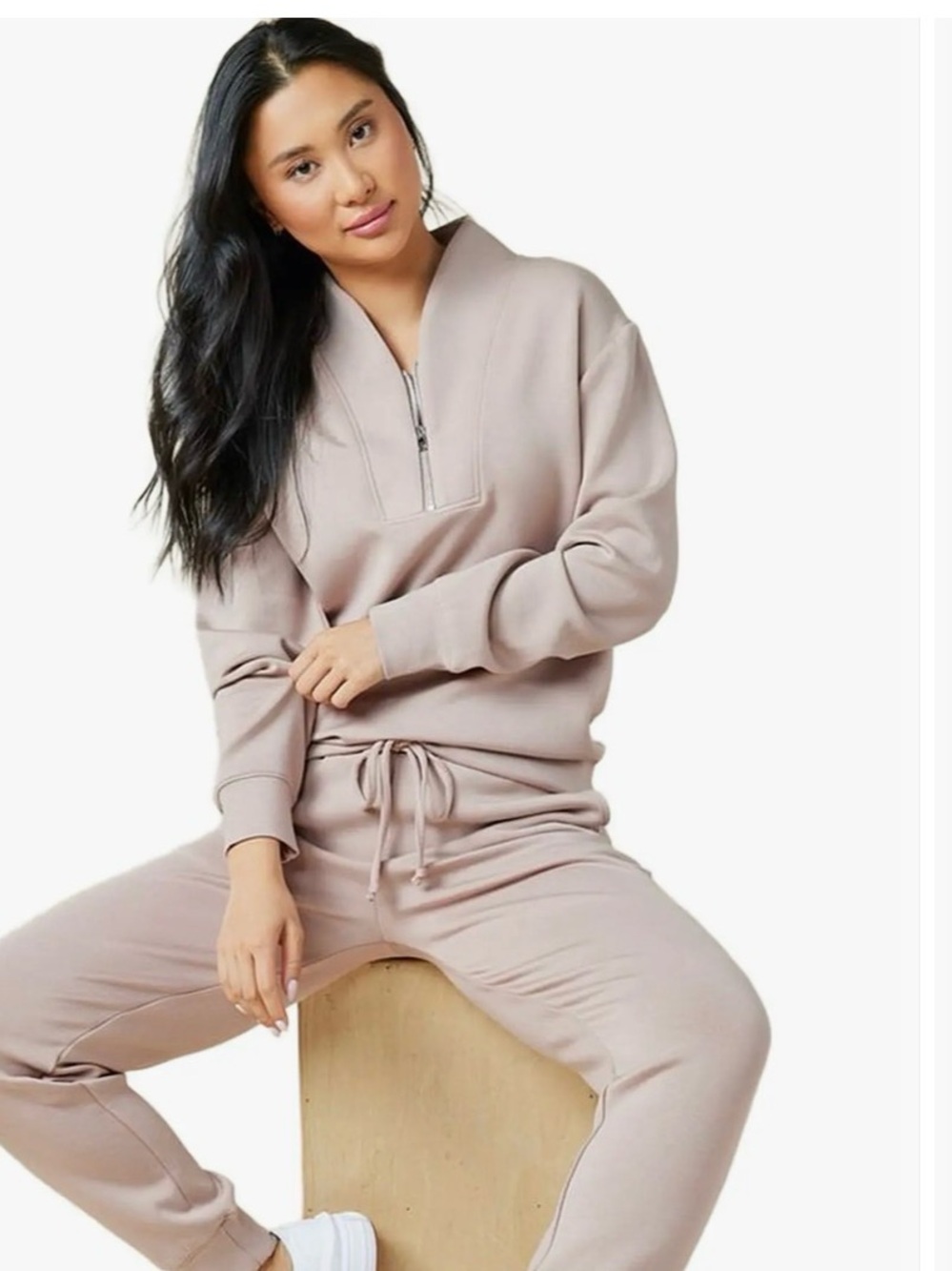 Nwt Softies Athleisure 1/4 Zip Jogger Set color coco